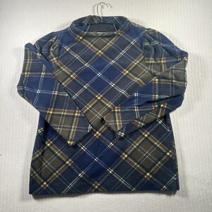 Talbots Women’s 1X Plaid Long Sleeve Pullover Top Navy Tartan Tunic Plus Size
